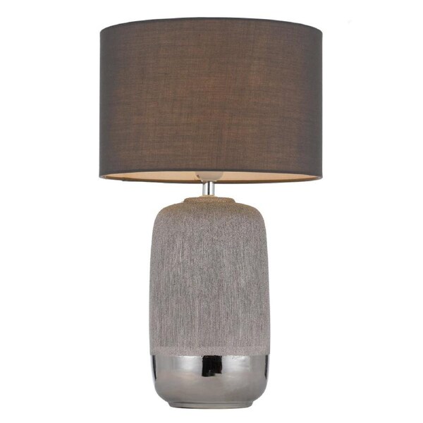 Misty Modern Table Desk Lamp Light Fabric Ceramic Silver Grey Sparkles