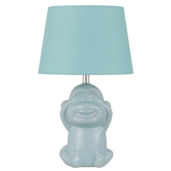 Misaru Modern Table Desk Lamp Light Fabric Ceramic Blue Gloss