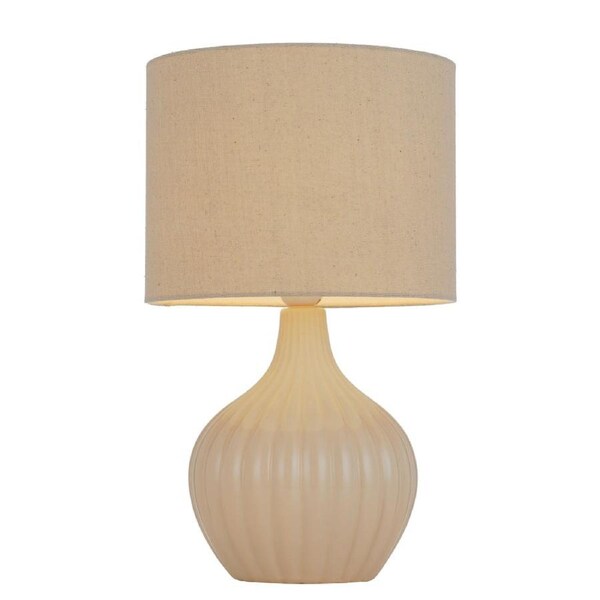 Nord Modern Table Desk Lamp Light Fabric Ceramic Cream Gloss