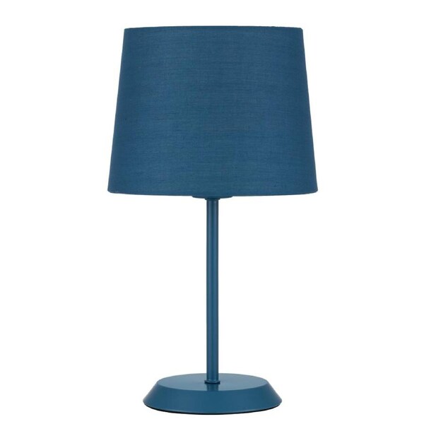 Jaxon Contemporary Table Desk Lamp Light Metal Fabric Blue