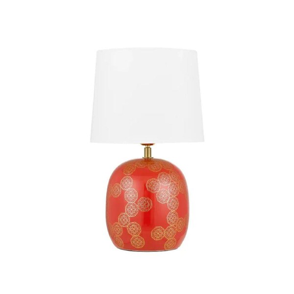 Wishes Modern Table Desk Lamp Light Ceramic Fabric Red Gold Ivory