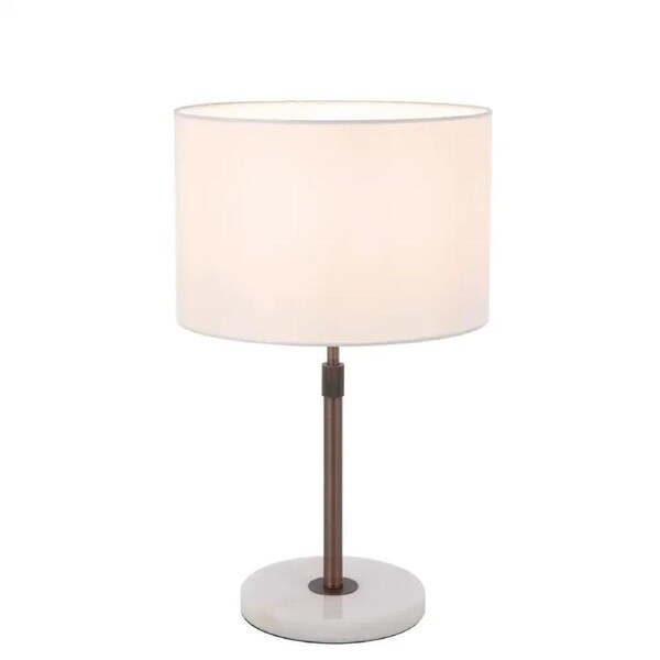 Placin Vintage Table Desk Lamp Light Fabric Metal Marble Bronze Ivory White Marble
