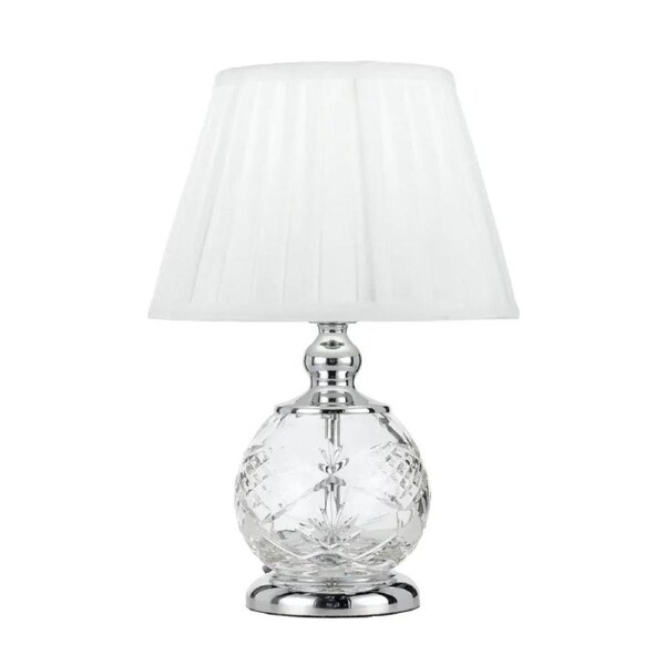 Vivian Modern Table Desk Lamp Light Glass Metal Clear Chrome White