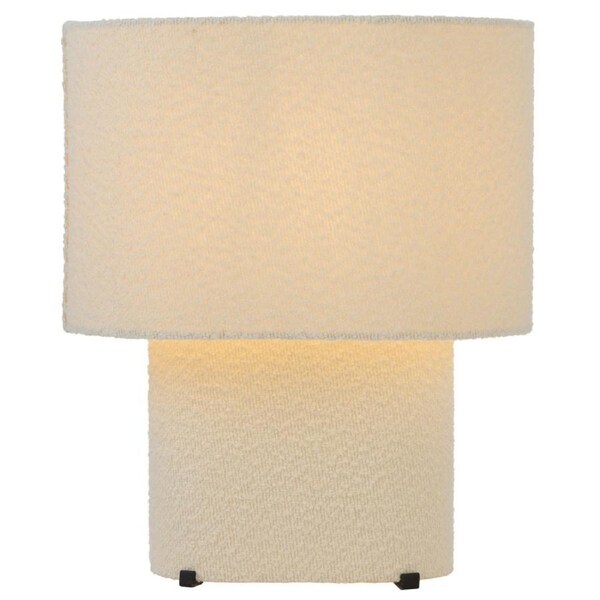 Verso Contemporary Table Desk Lamp Light Boucle Metal Plastic Ivory Textured