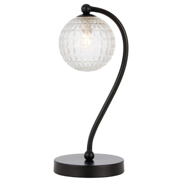 Felton Modern Table Desk Lamp Light Glass Metal Black Clear Matte