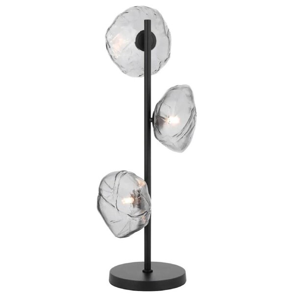 Zecca Contemporary Table Desk Lamp Light Metal Glass Smoke Black Gloss