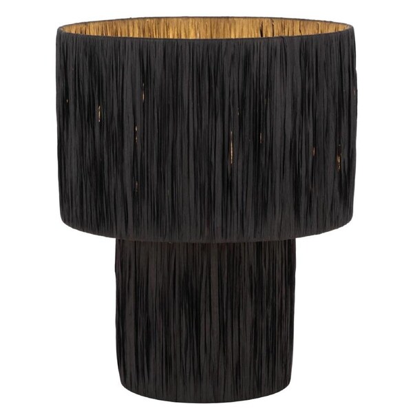 Nativa Modern Table Desk Lamp Light Metal Raffia Black Natural