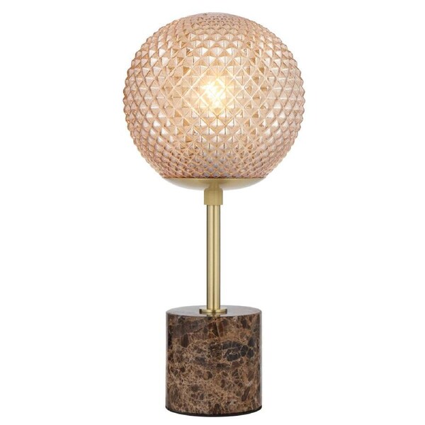 Elwick Modern Table Desk Lamp Light Marble Metal Glass Brown Marble Antique Gold Amber Gloss