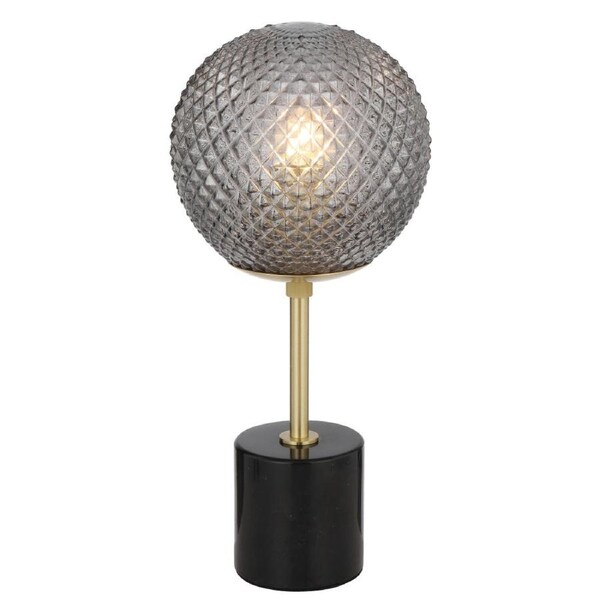 Elwick Modern Table Desk Lamp Light Marble Metal Glass Black Marble Smoke Antique Gold Gloss