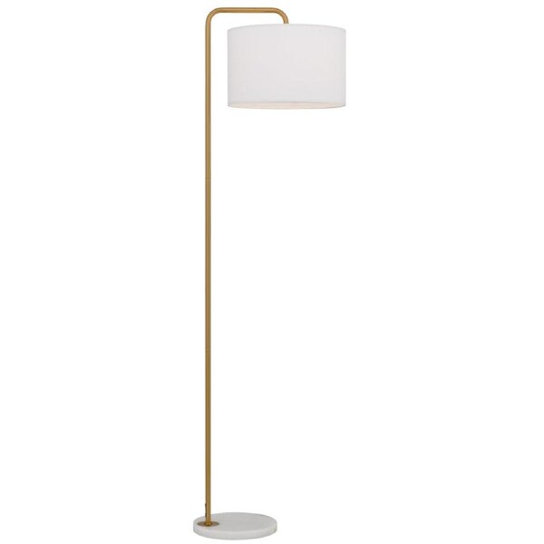 Ingrid Modern Standing Floor Lamp Light Marble Metal Fabric Ivory White Marble Antique Gold