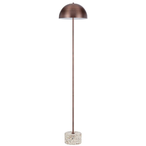 Domez Modern Standing Floor Lamp Light Foot Switch Metal Terrazzo Bronze White Terrazzo