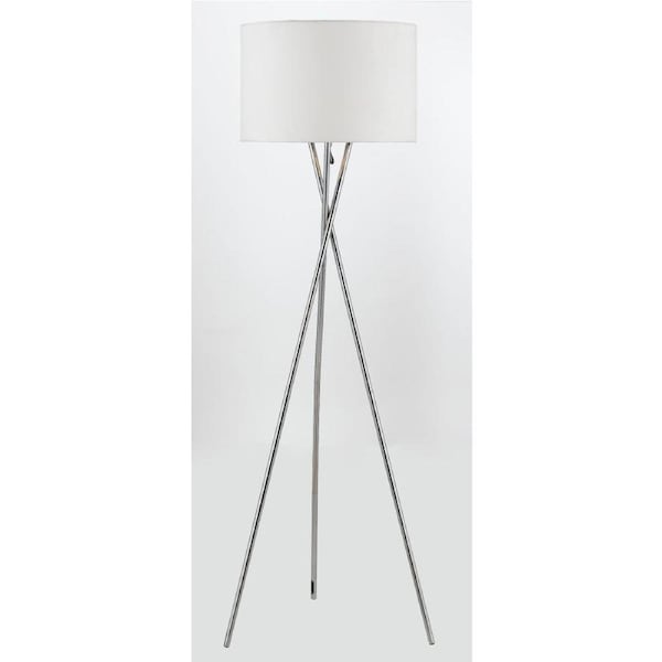 Denise Contemporary Standing Floor Lamp Light Metal Fabric Chrome White