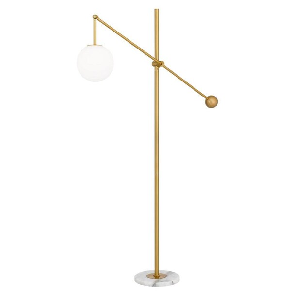 Kemi Vintage Standing Floor Lamp Light Marble Glass Metal Opal Matt Gold White Marble