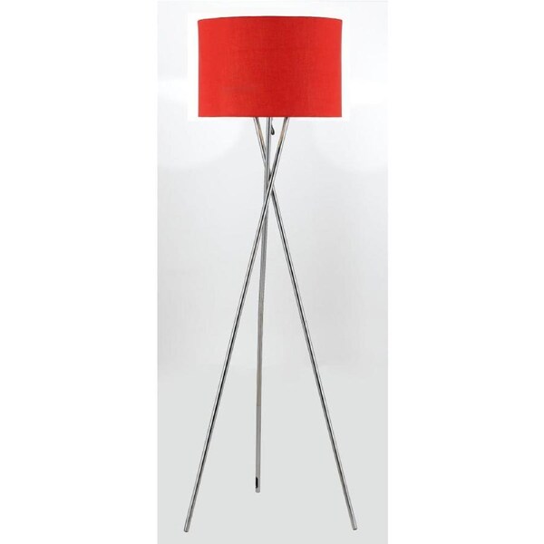 Denise Contemporary Standing Floor Lamp Light Metal Fabric Chrome Red
