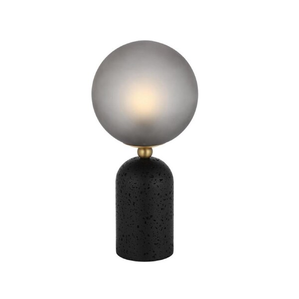 Gina Modern Table Desk Lamp Light Travertine Glass Metal Black Dark Antique Brass Smoke Matte