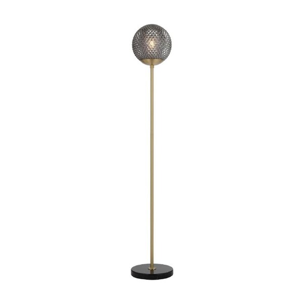 Elwick Modern Standing Floor Lamp Light Foot Switch Marble Glass Metal Smoke Gloss