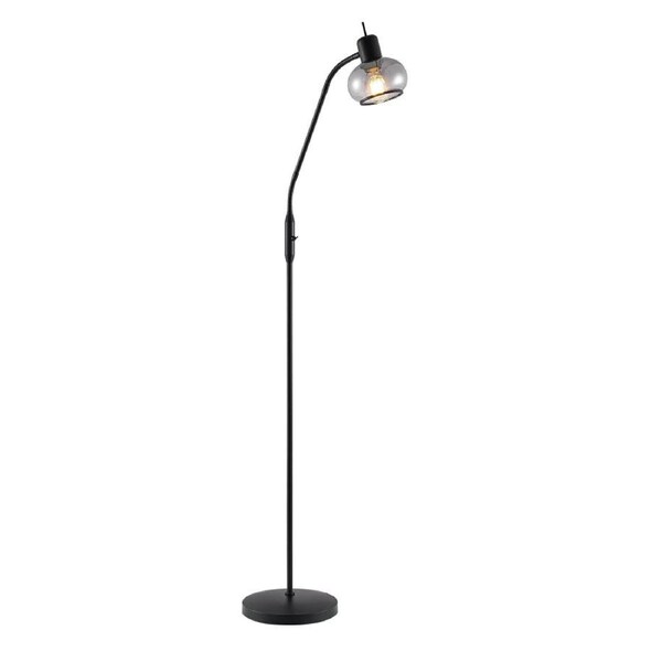 Marbell Contemporary Standing Floor Lamp Light Metal Glass Black Smoke Matte