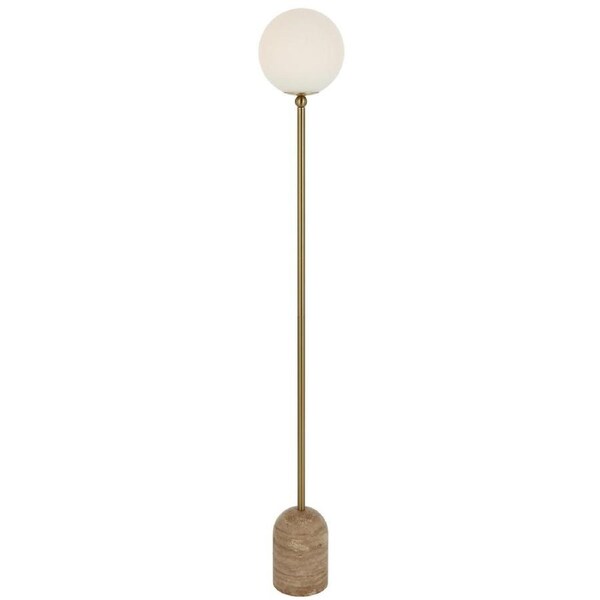 Gina Modern Standing Floor Lamp Light Travertine Glass Metal Beige Opal Matt Gloss