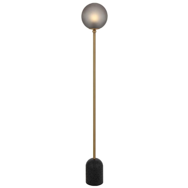 Gina Modern Standing Floor Lamp Light Travertine Glass Metal Black Dark Antique Brass Smoke Matte