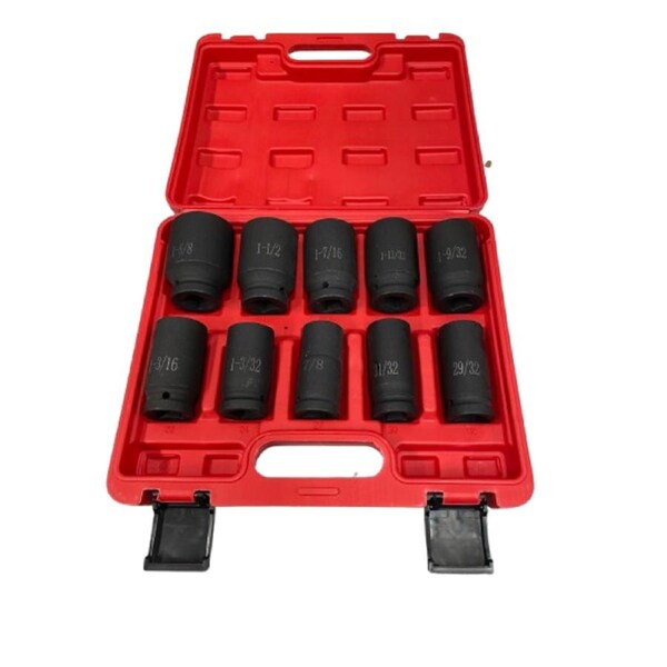 10 Pcs 3/4'' Drive Deep Impact Socket Tool Set 80mm Length tool set SAE 29/32-1-5/8