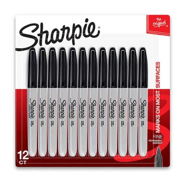Sharpie Fine Perm Mrk Blk Pk12