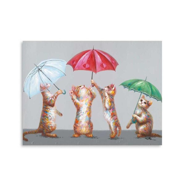 Cats w. Umbrellas Canvas Print