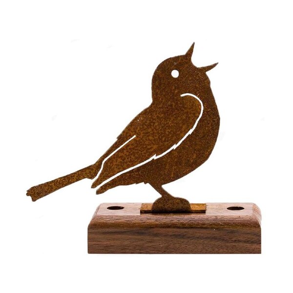 Catzon Singing Warbler Silhouette Rusty Metal Birds Statues Garden Ornaments
