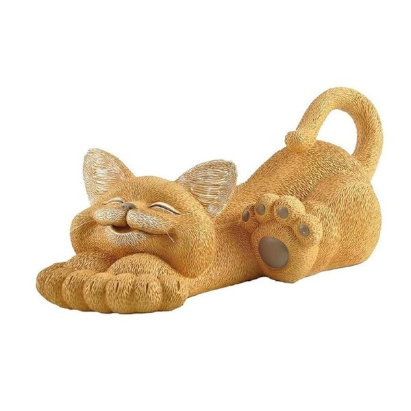 Catzon Whimsical Cat Garden Statue Decorations for Porch Yard Lawn-Orange