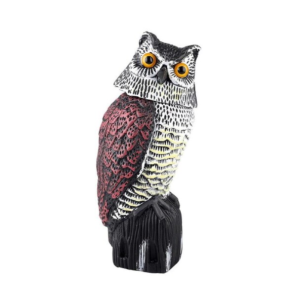 Catzon Fake Owl Statue to Frighten Birds with Rotating Head for Garden Yard