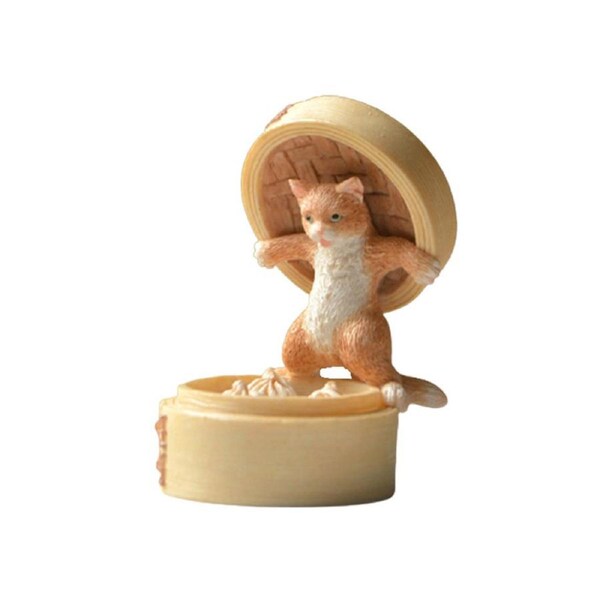 Catzon Xiao Long Bao Cat Figurine Miniature Fairy Garden Statue Decor Birthday Gifts
