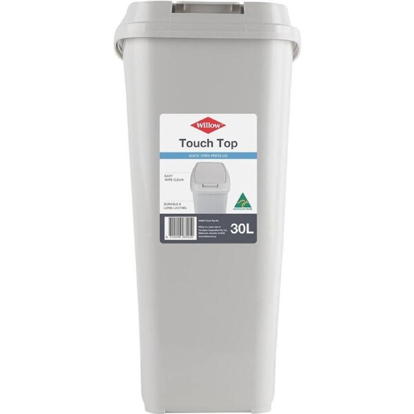 Willow Touch Top Bin, 30 Litre Capacity, White/Charcoal