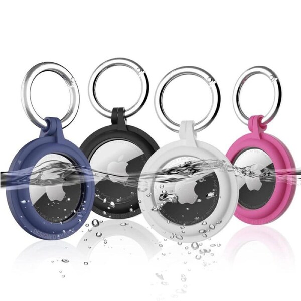 PZOZ 4 Pack AirTag Keyring for Apple Air Tag Holder, Waterproof AirTag Case with Anti-Lost Keychain, Finder for Handbag Kids Pet Collar Air Tag Key Ring Accessory (Multi-Color)