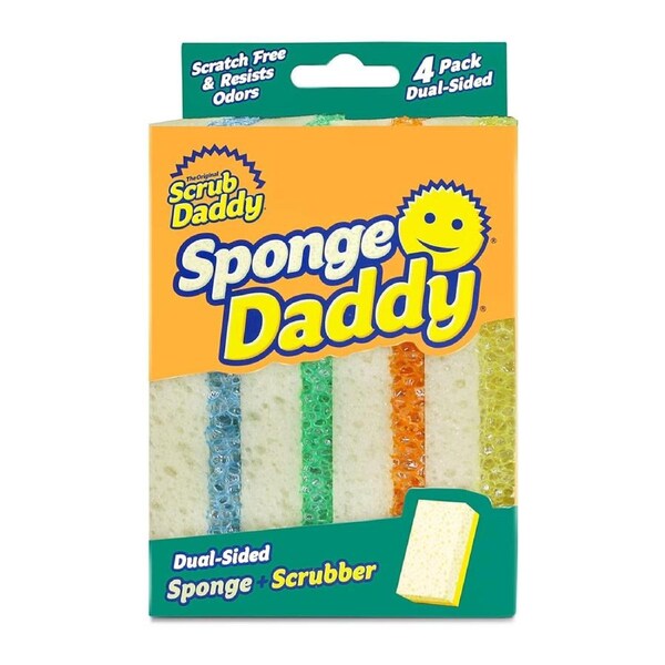 Scrub Daddy Sponge Daddy Dual-Sided Sponge & Scrubber – 4 Pack