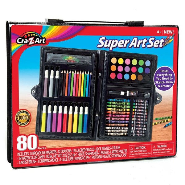 80pc Cra-Z-Art Super Art Material Stationery Colouring Crayons Kids 4y+
