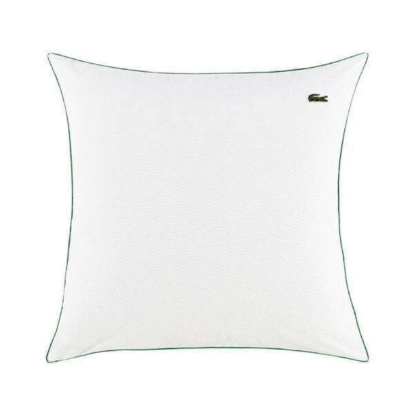 Lacoste L Tamis Euro Soft Bedding Pillowcase 100% Cotton Sateen 65x65cm Blanc