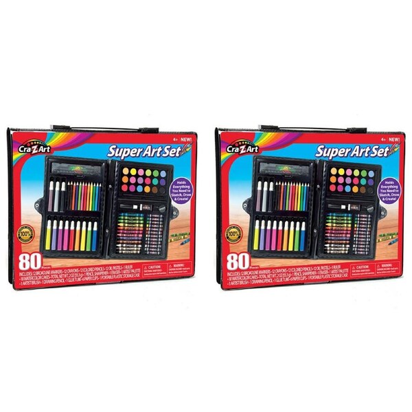 2x 80pc Cra-Z-Art Super Art Material Stationery Colouring Crayons Kids 4y+