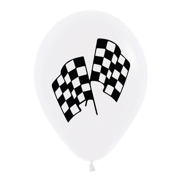 12-inch Racing Flags Latex Balloons 10pk