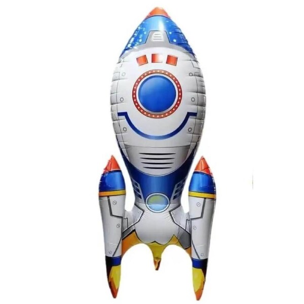 Jumbo 3D White & Blue Spaceship Standing Foil Balloon