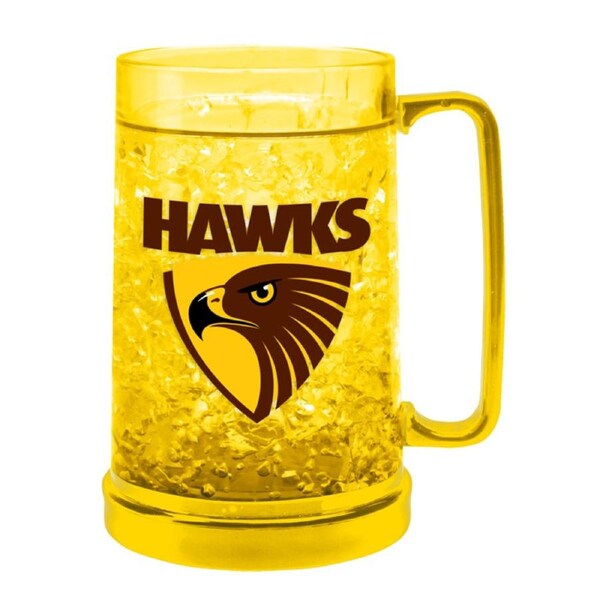 Hawthorn Hawks AFL Aussie Rules Coloured Ezy Freeze Beer Stein Frosty Mug Cup