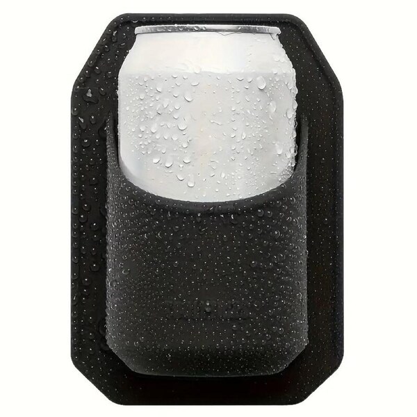 Silicone Shower Beer Holder Wall Mounted Beverage Can Rack Self Adhesive in Black