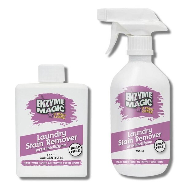 Enzyme Magic Laundry Stain Remover 250ml Concentrate w/Spray Bottle Makes 7.5L