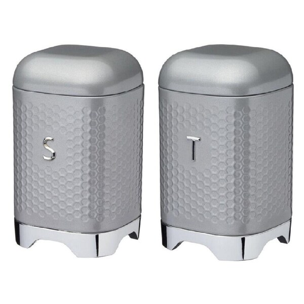 2pc Kitchencraft Lovello Geometric Sugar Jar and Tea Canister - Shadow Grey