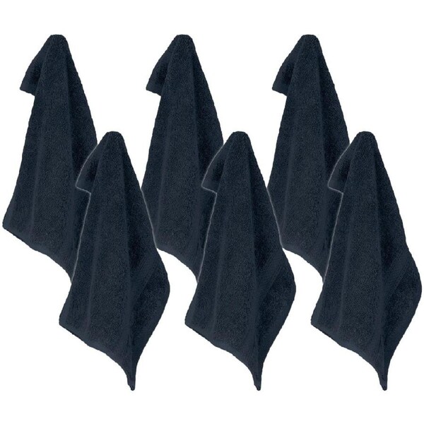 6PK Ardor St Regis Collection 32x32cm Cotton Face Washer/Wash Soft 600GSM Navy