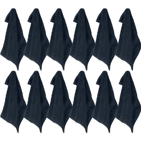 12PK Ardor St Regis Collection 32x32cm Cotton Face Washer Soft 600GSM Navy
