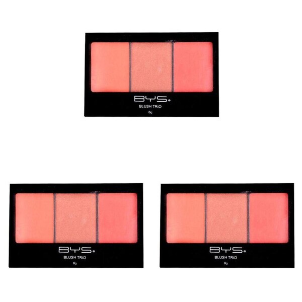 3PK BYS Blush Trio Coral Me In 3 Shades Beauty Face/Cheek Makeup Red/PNK 8g