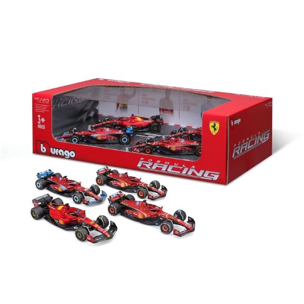 Bburago Formula Racing Ferrari SF-23 and SF-24 #16 Leclerc 1:43 Scale Diecast Vehicle 4 Piece Gift Pack