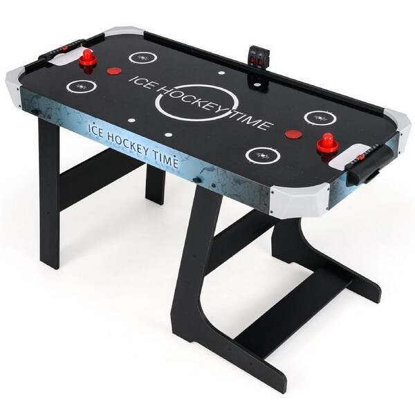 Costway Folding Air Hockey Table 144 CM Full Size Arcade Game Table w/2 Pucks 2 Pushers & Digital Scoreboard