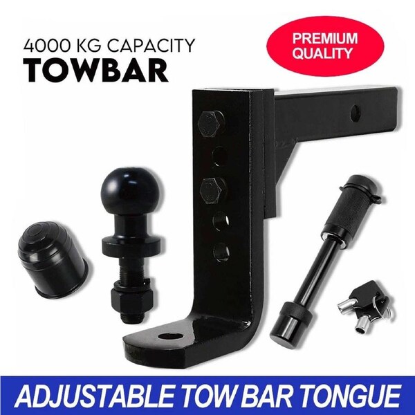 4000KG Adjustable Height Tow Hitch Ball Towbar Drop Mount Tongue Trailer Tow Bar