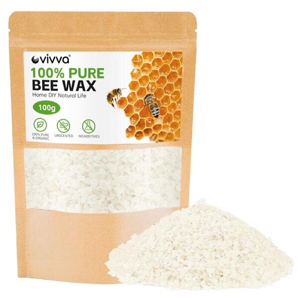 Vivva Pure Organic White Beeswax Pellets for DIY Natural Lip Balm Candle Soap 200g