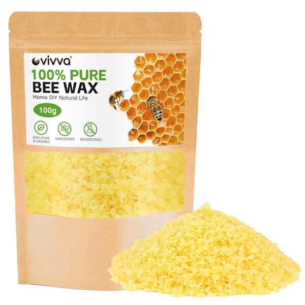 Vivva Pure Organic Yellow Beeswax Pellets for DIY Natural Lip Balm Candle Soap 200g